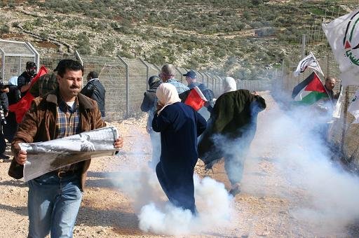 teargas being used against non-violent demonstrators in Bil'in